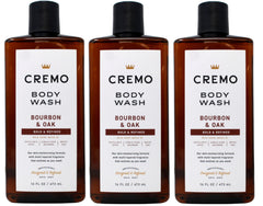 Cremo Douche Bourbon & Oak : bouteille en vedette, parfum boisé et réconfortant.