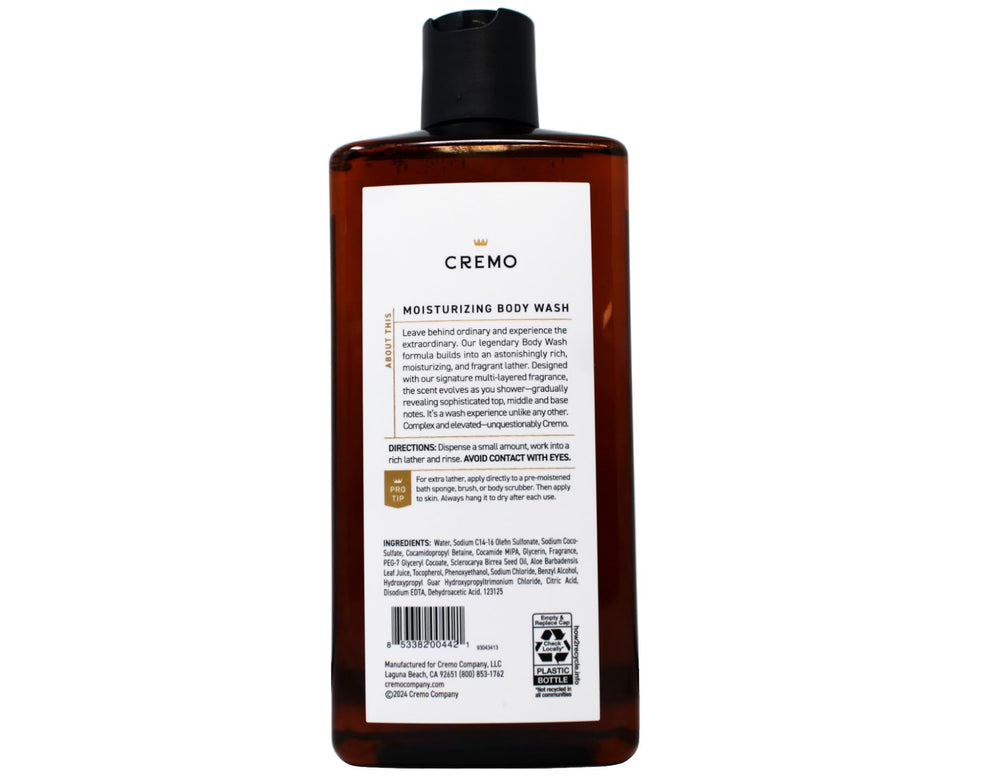 Cremo Douche Bourbon & Oak : emballage élégant et premium pour une expérience luxueuse.