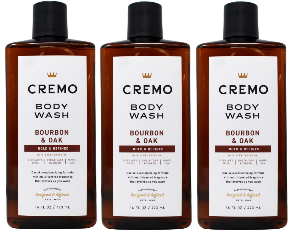 Cremo Douche Bourbon & Oak : rituel quotidien d'hydratation légère et parfumée.