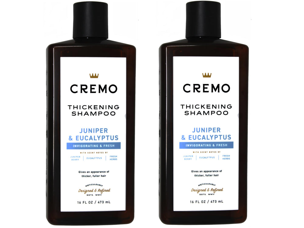 Shampoing Cremo Genievre Eucalyptus – bouteille en vedette, donne du volume