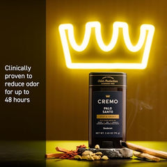 Cremo Palo Santo déodorant — texture légère et glisse sans tiraillement.