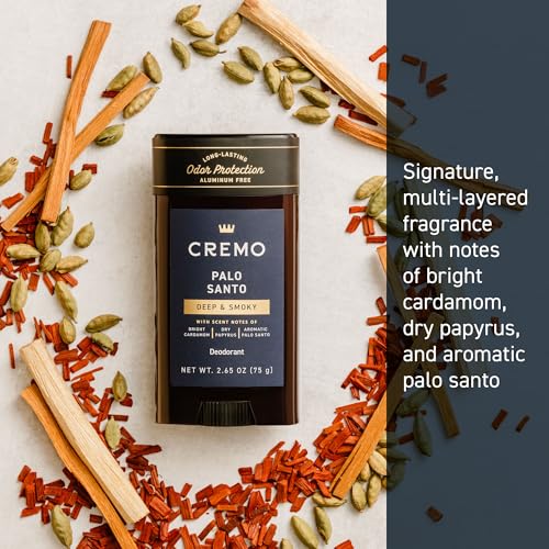 Cremo Palo Santo déodorant — protection des odeurs jusqu’à 48 heures.