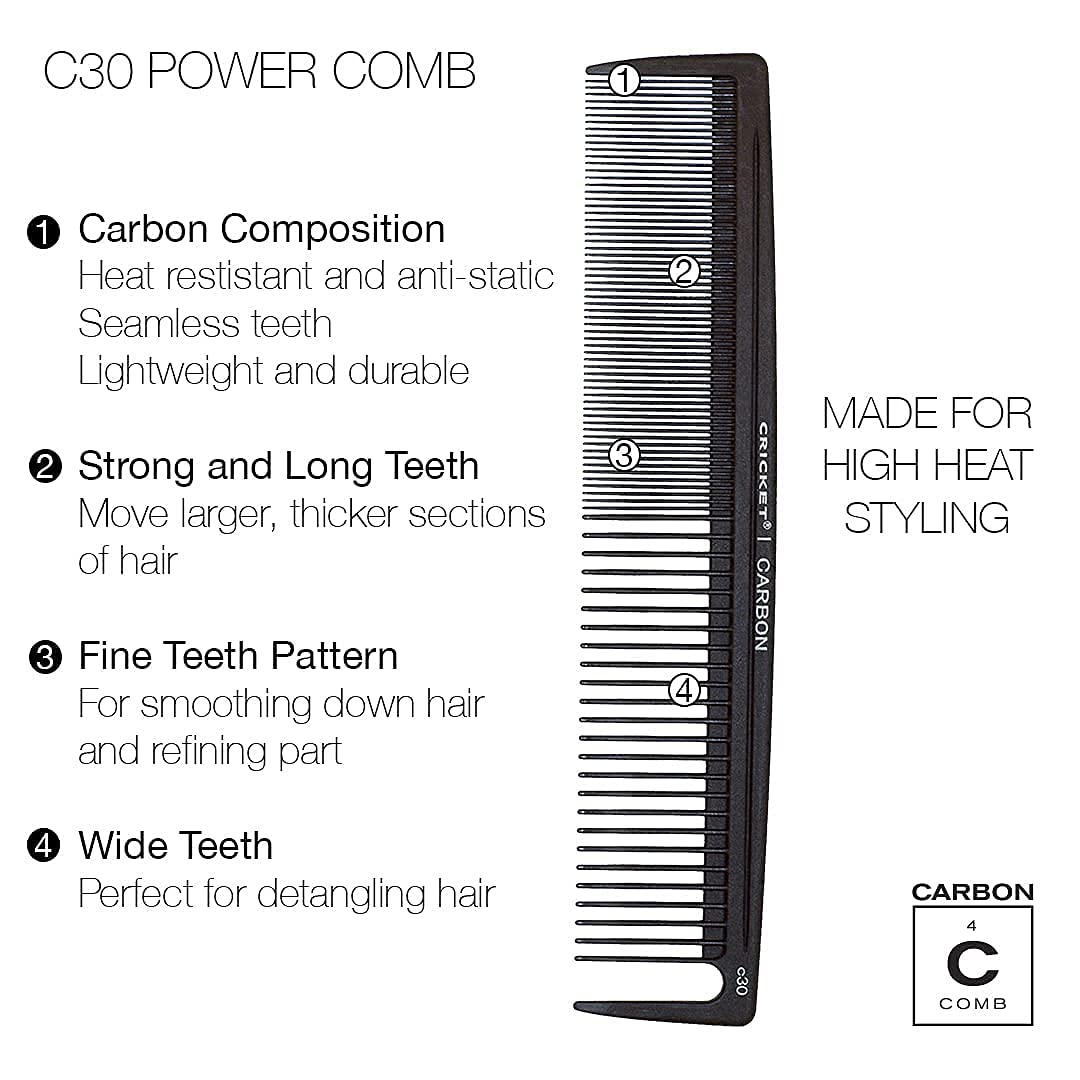 Cricket C30, peigne anti-statique pour cheveux lisses et sans frisottis.