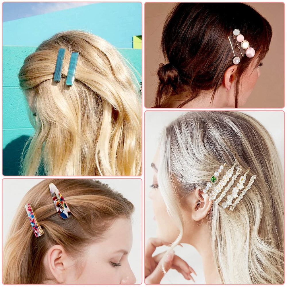 Cridoz barrettes dorées en résine acrylique, maintien élégant.