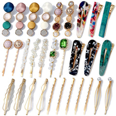 Cridoz barrettes en résine acrylique avec perles, style chic pour bangs.
