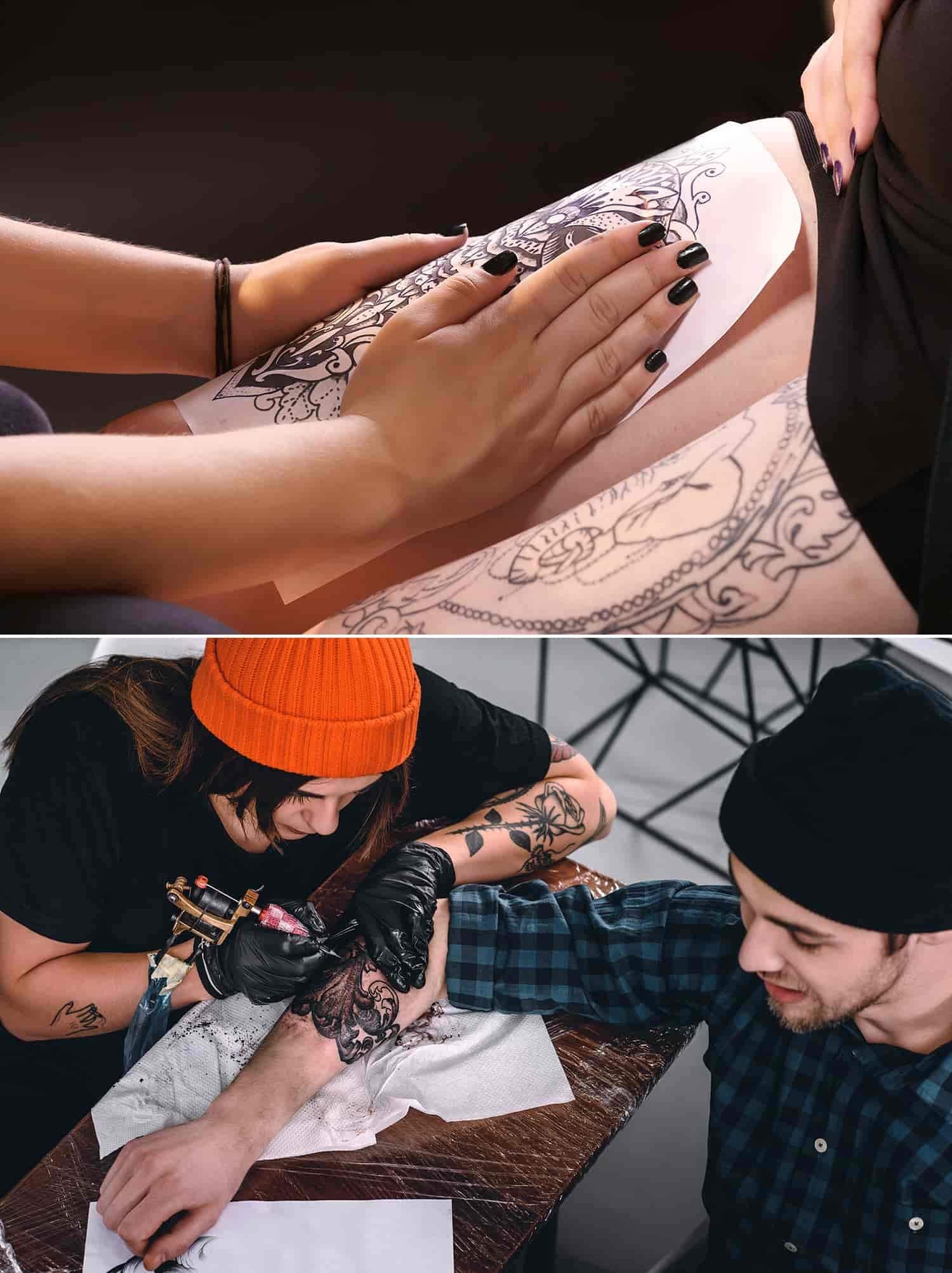 Cridoz papier transfert tatouage bleu, kit pratique pour artistes et tatoueurs.