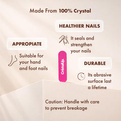 Surface lisse et uniforme, lime en verre qui respecte les ongles.