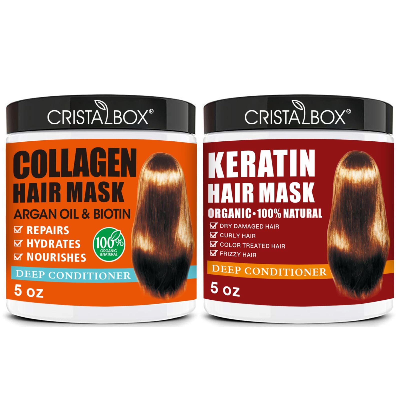 CRISTALBOX Masque Keratine – bouteille prête à nourrir cheveux secs et cassants.