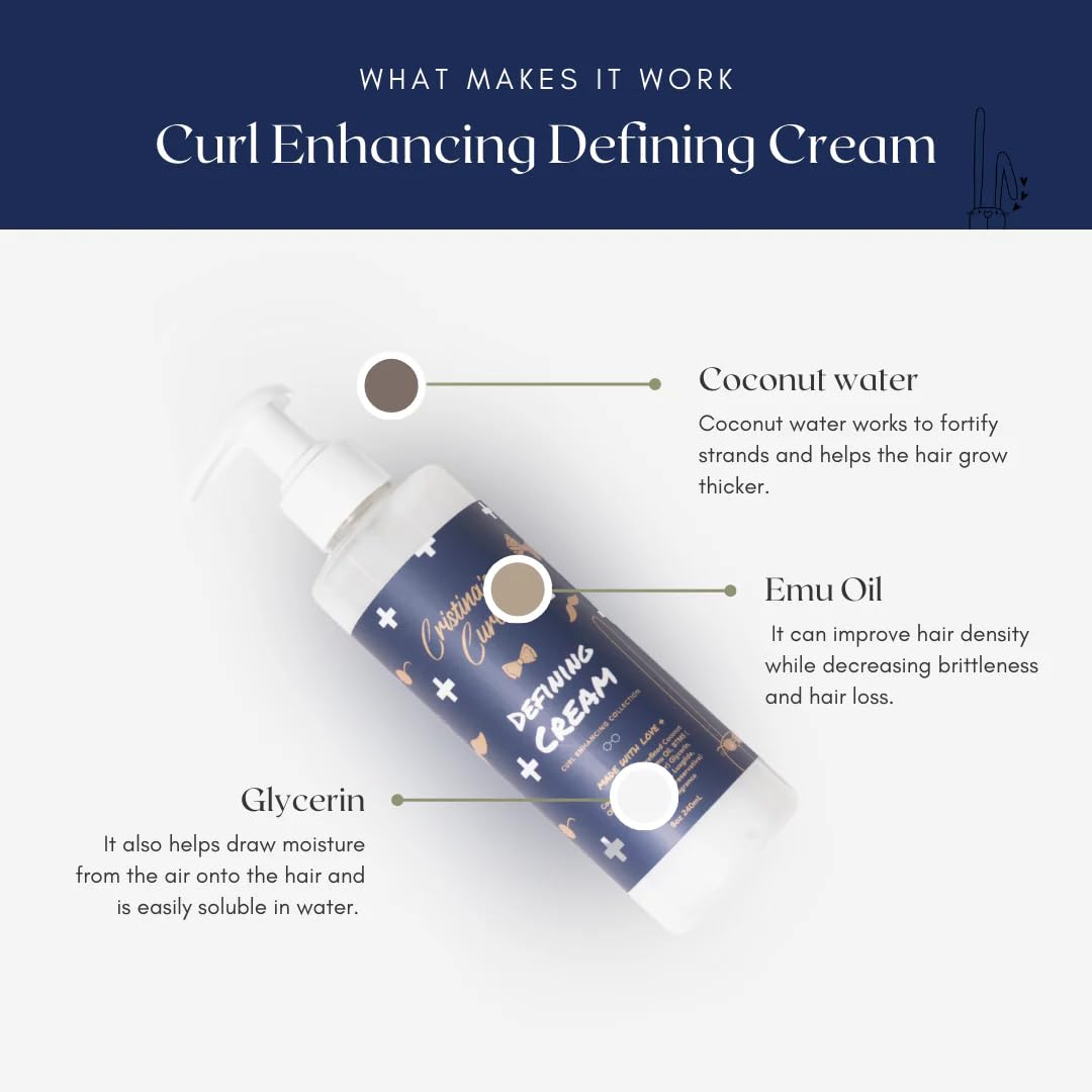 Cristina's Curls Crème Définissante pour enfants, massage des raies pour cuir chevelu équilibré.