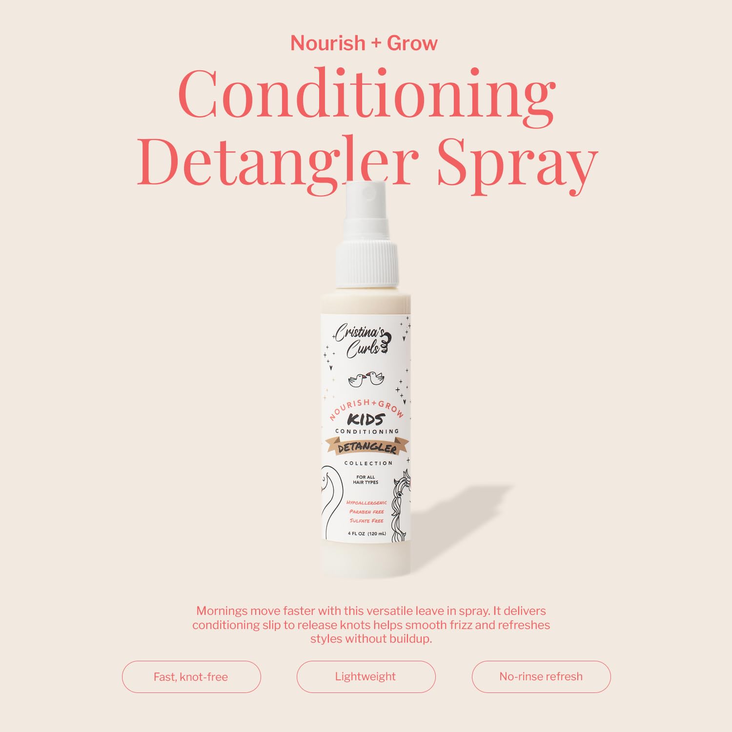 Cristina's Curls – application-pulverisateur-demelant-enfant, coiffage facilité après le bain.