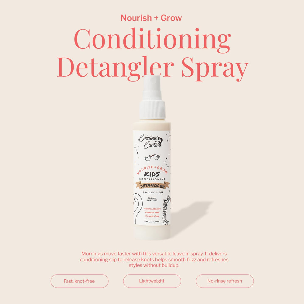 Cristina's Curls – application-pulverisateur-demelant-enfant, coiffage facilité après le bain.