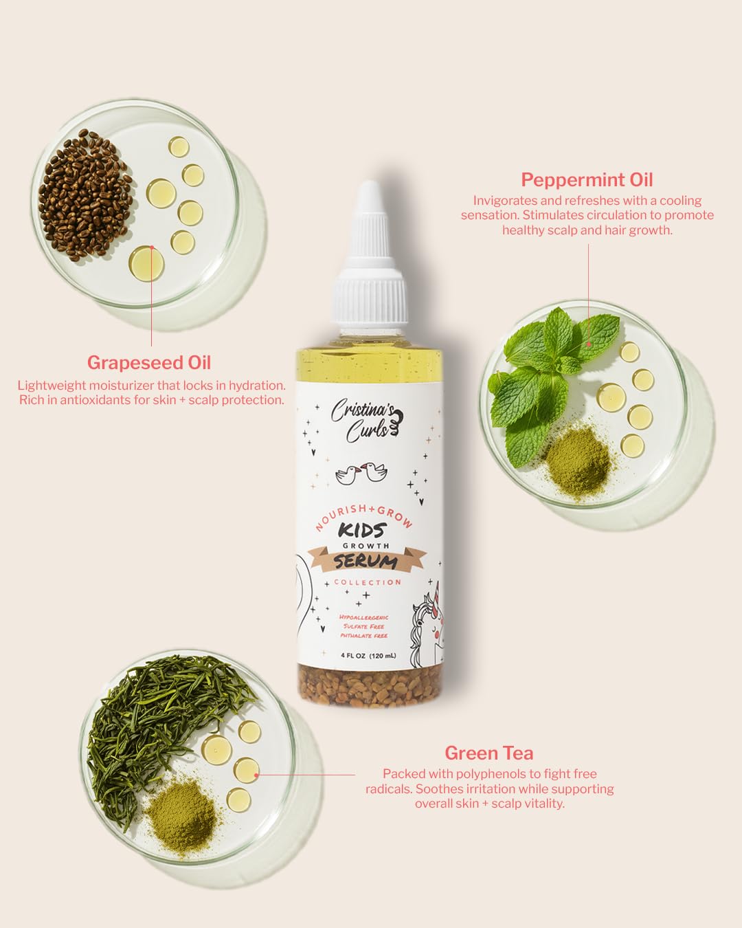 Cristina's Curls Sérum Cuir Chevelu Kids – assouplit le cuir chevelu et douceur légère au quotidien.