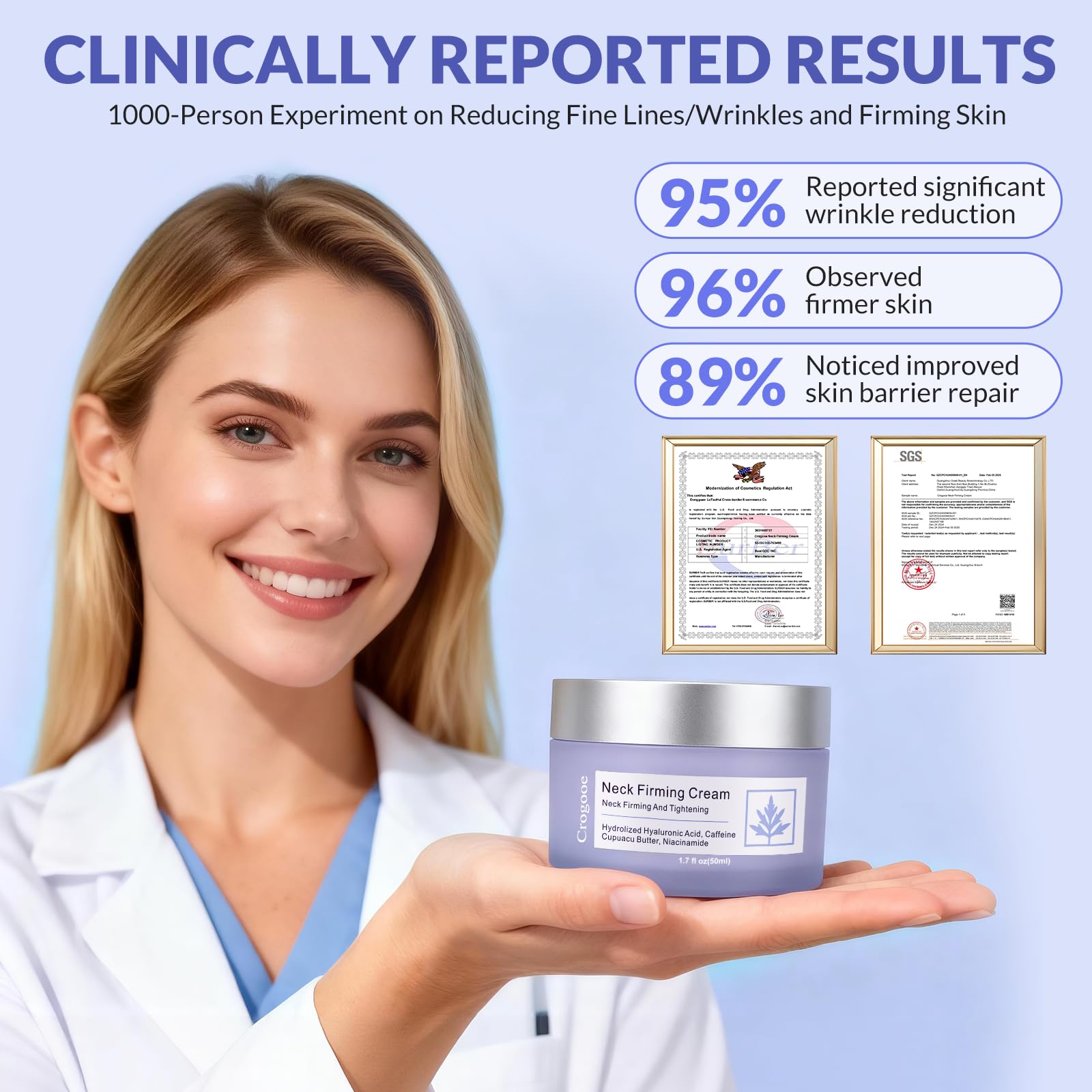 Crogooe Neck Firming Cream decollete-use indicates neck and décolleté care.