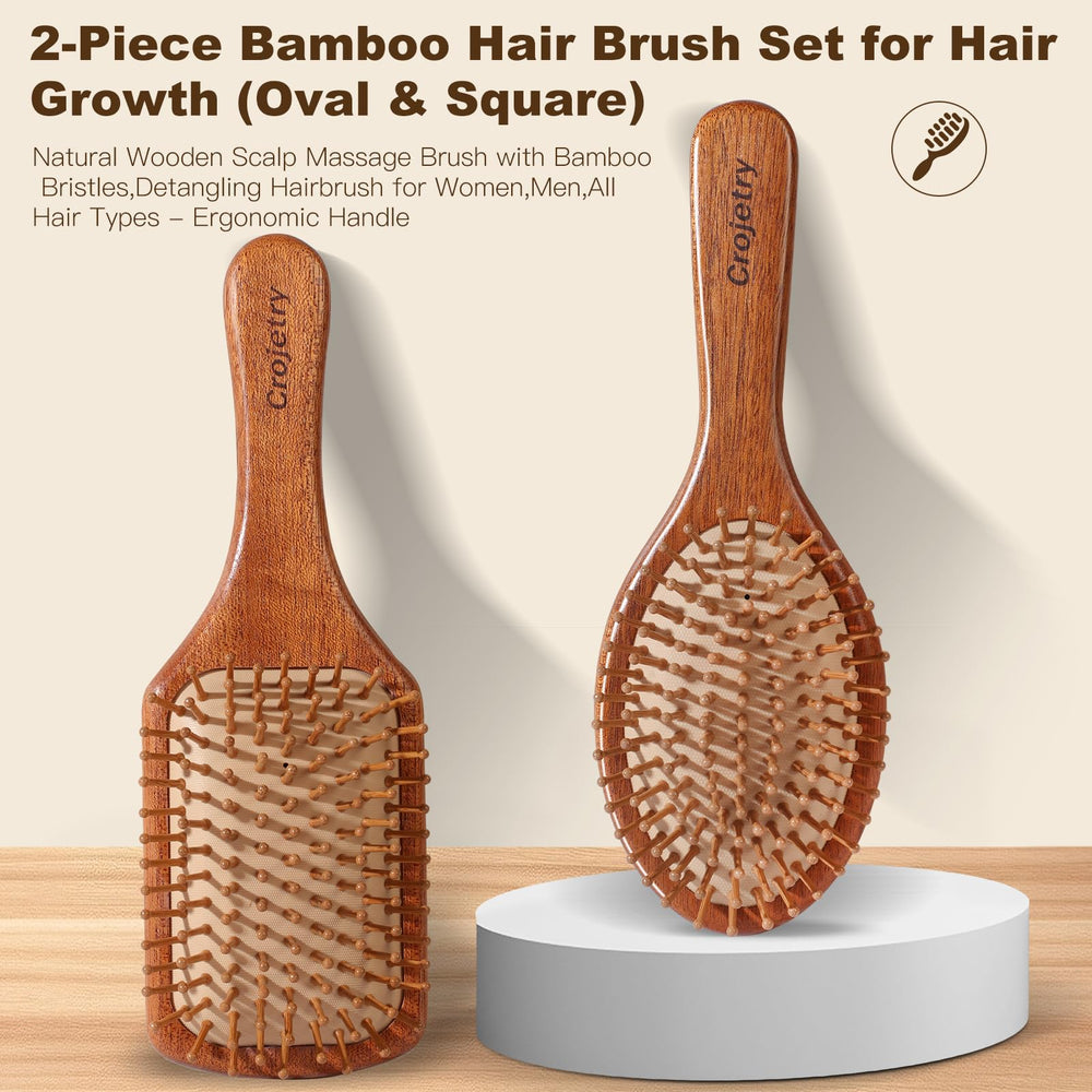 Crojetry brosse capillaire en bambou square stimule le cuir chevelu.