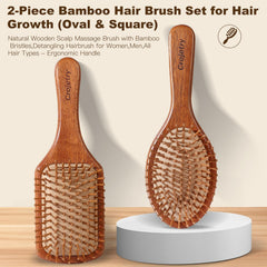 Crojetry brosse capillaire en bambou square stimule le cuir chevelu.