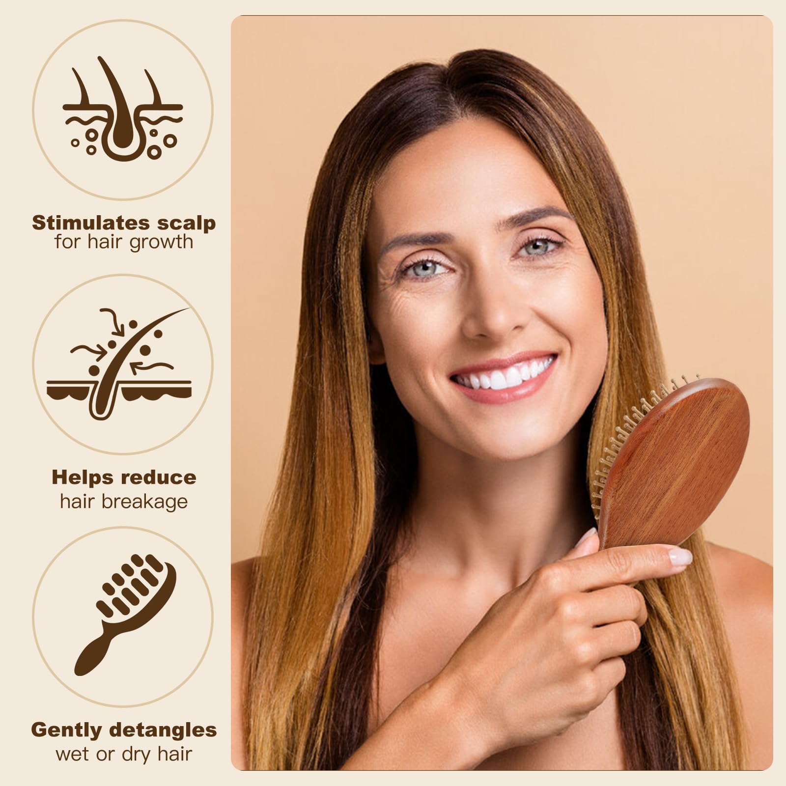 Crojetry soin-cheveux bambou square outil durable pour coiffage sans effort.