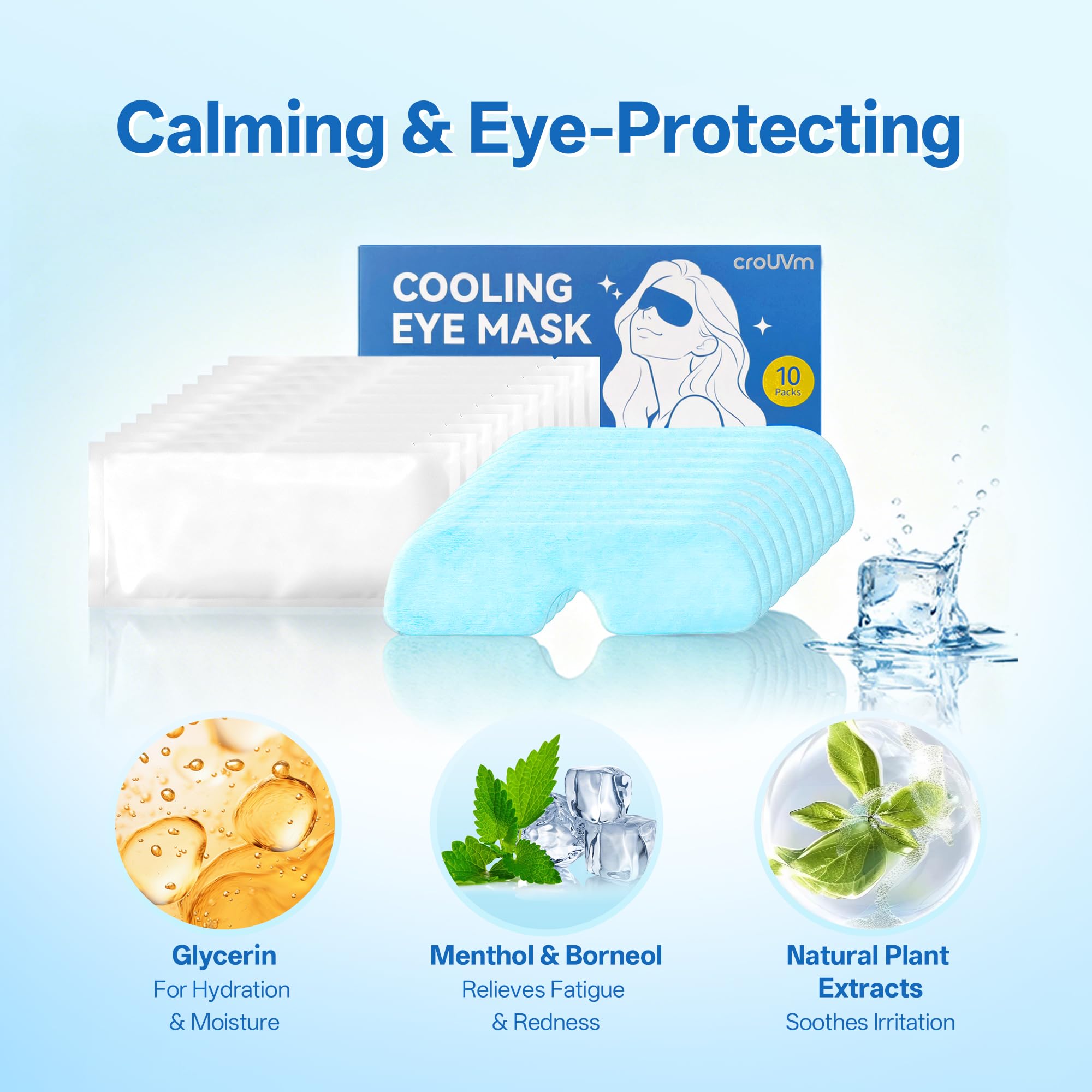 CROUVM masque hydrogel – formule végétale hydratante pour le contour des yeux.