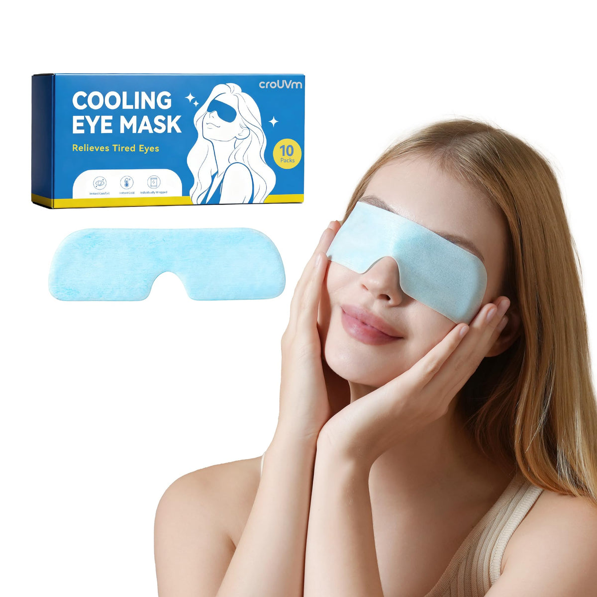 CROUVM masque yeux hydrogel – refroidissement instantané pour soulager les yeux fatigués après écran.