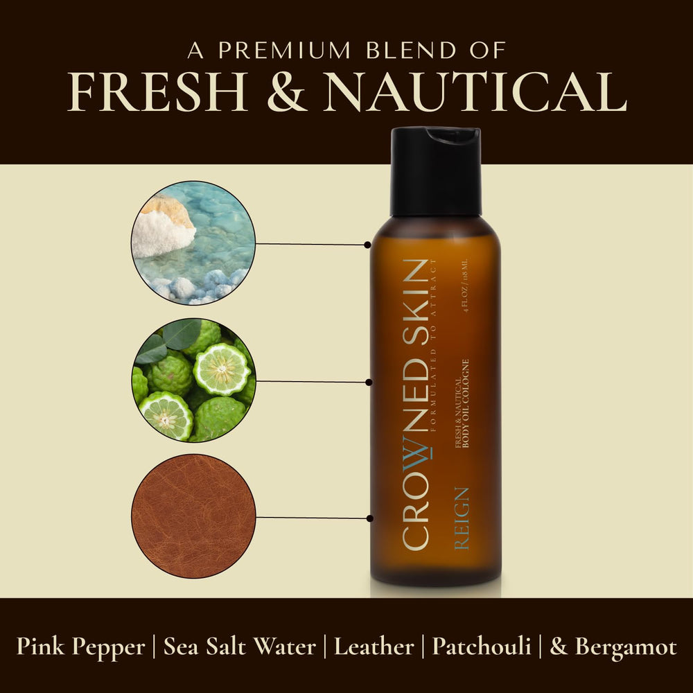 Crowned Skin Reign hydratation-longue-duree, peau souple et parfum persistant.