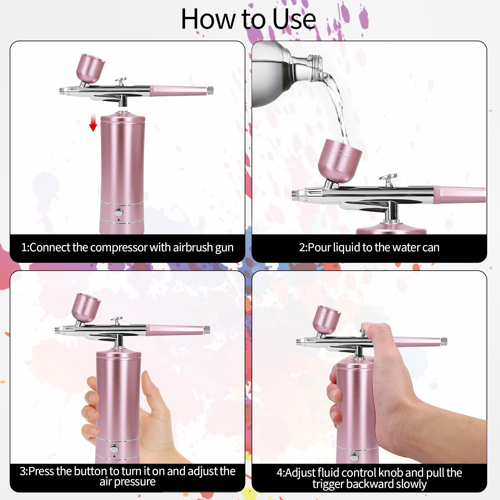Crpen Airbrush Kit batterie longue durée avec charge USB, mobilité sans fil.