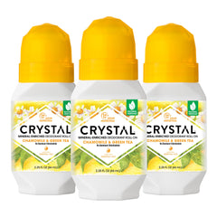 Crystal Essence déodorant minéral à bille roulante en emballage pratique pour le quotidien.