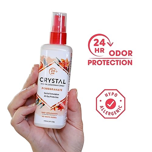 Crystal Essence déodorant minéral grenade application rapide et efficace.