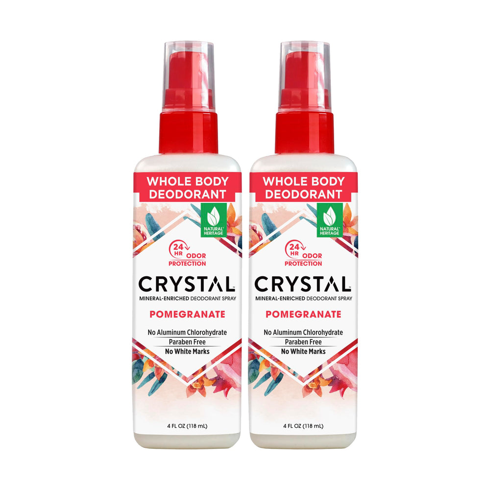 Crystal Essence déodorant minéral grenade pack 2 prêt à l'emploi pour toute la journée.