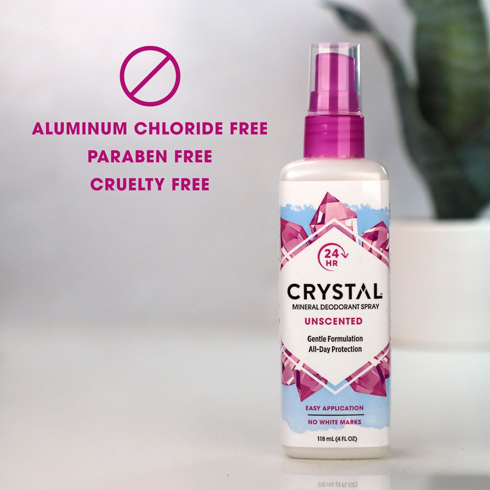Crystal Essence Déodorant minéral: sans aluminium et sans parfum artificiel pour un usage quotidien.