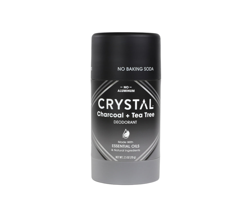 Crystal Essence déodorant solide magnésium, emballage compact idéal pour voyage et quotidien.