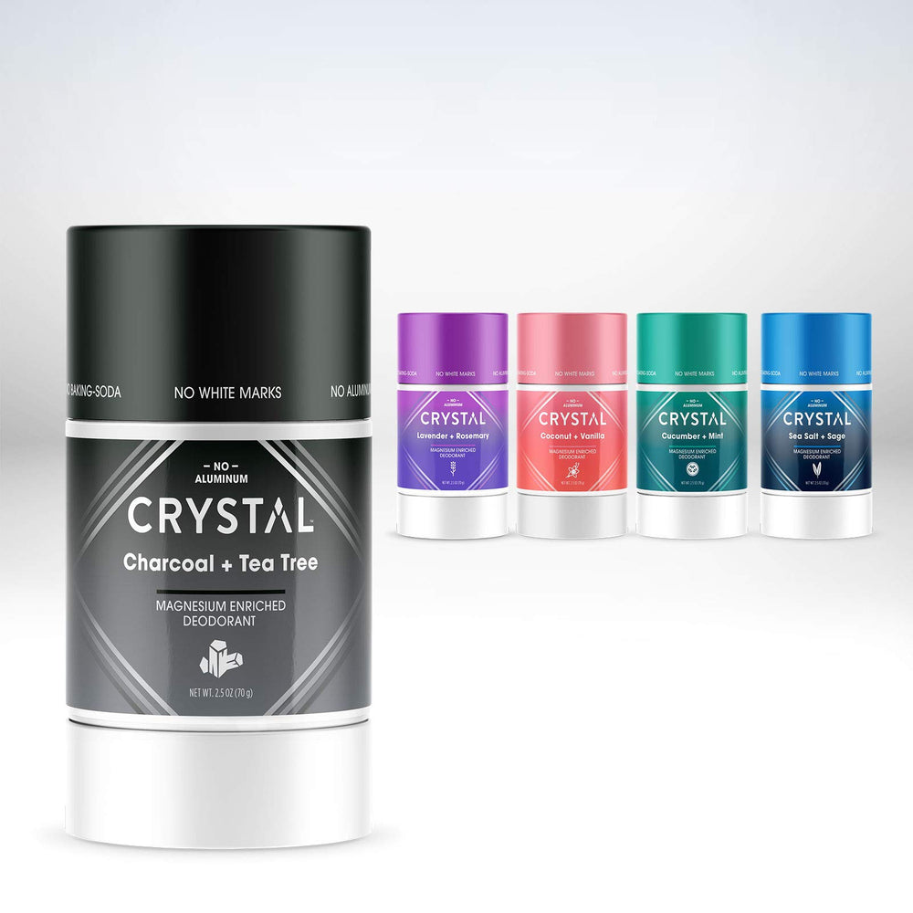 Crystal Essence déodorant solide magnésium, parfum Noix de coco et Vanille pour fraîcheur gourmande.