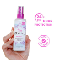 Crystal Essence Pulverisateur déodorant minéral: application facile et prévention des odeurs corporelles.