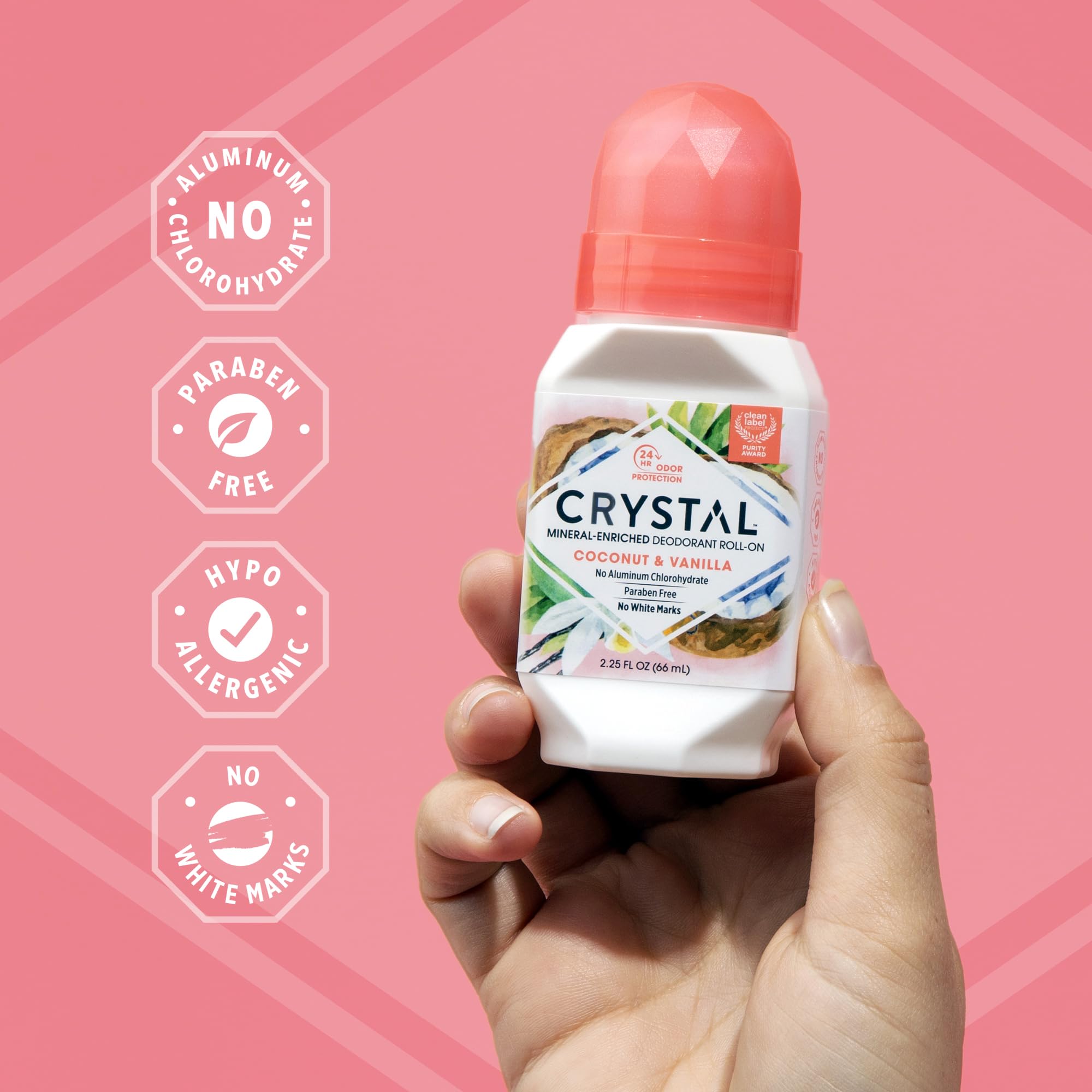 Démonstration d'application rapide du Déodorant Crystal Essence Roll-On.