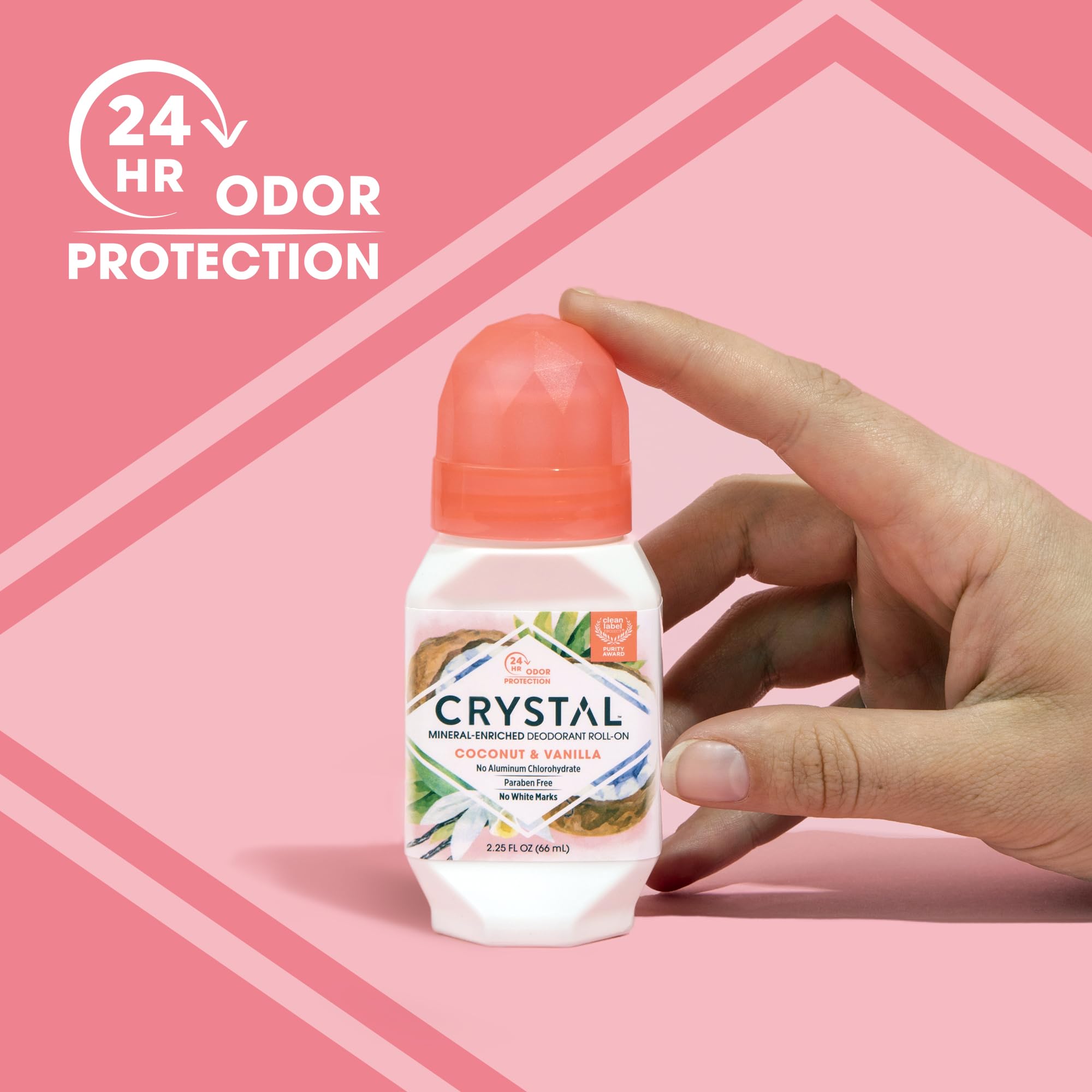 Formule minérale incolore Crystal Essence sans traces sur la peau.