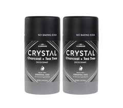 Crystal Essence Charbon Arbre à Thé déodorant magnésium pack deux, invisible sur peau.