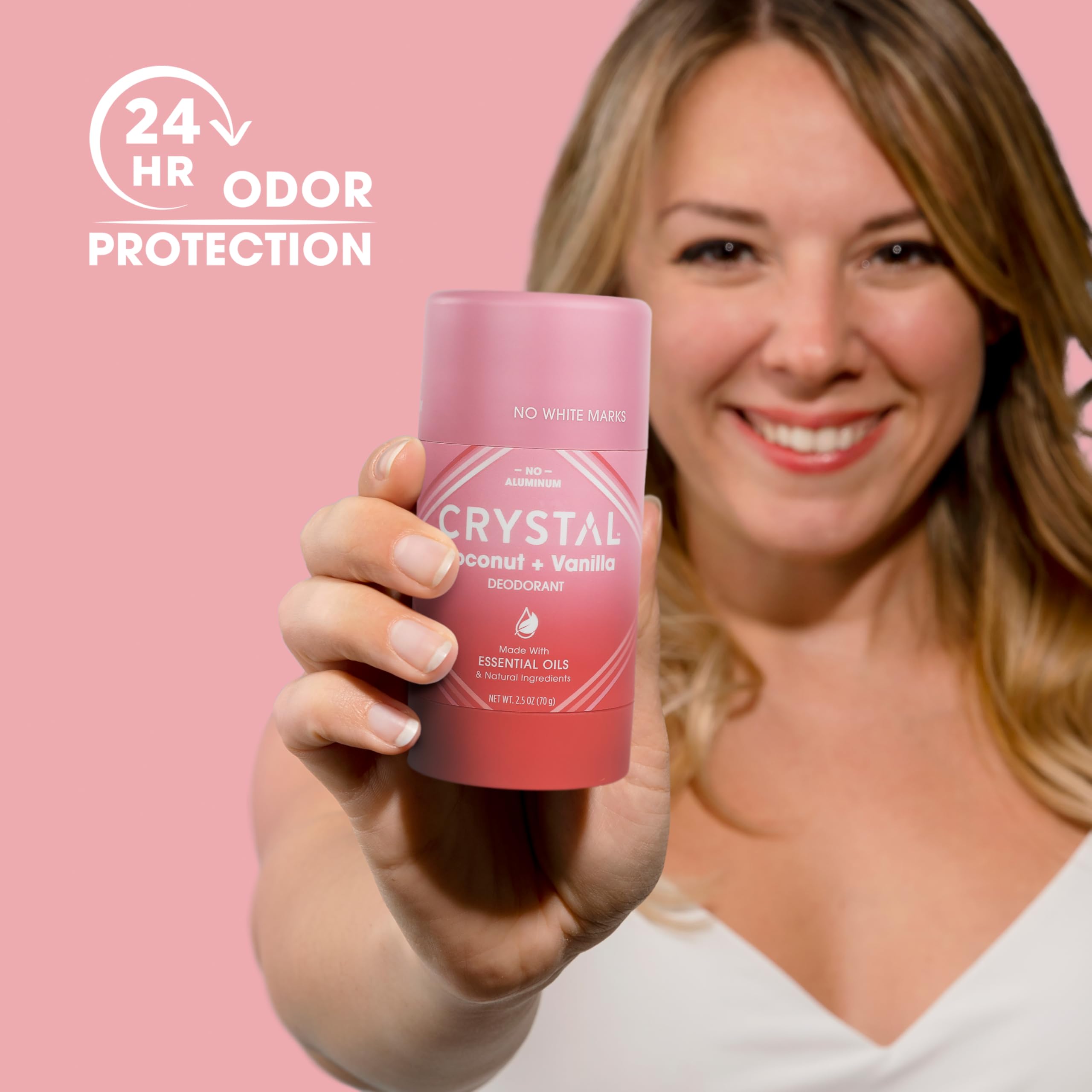 Crystal Essence bâton magnésium sans bicarbonate apaise les peaux sensibles.