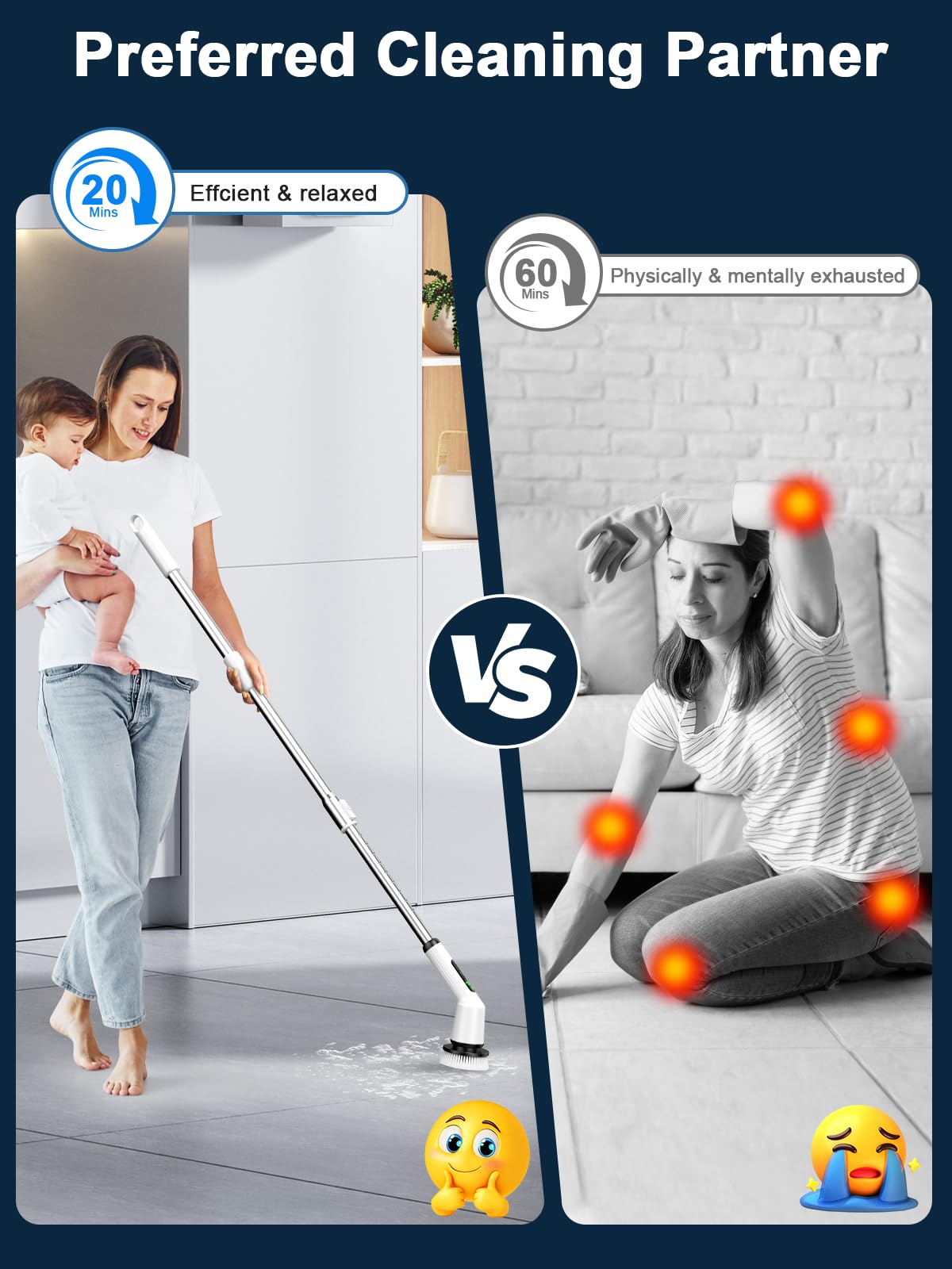 CTMAST brosse douche avec affichage LED, indicateur pratique de charge