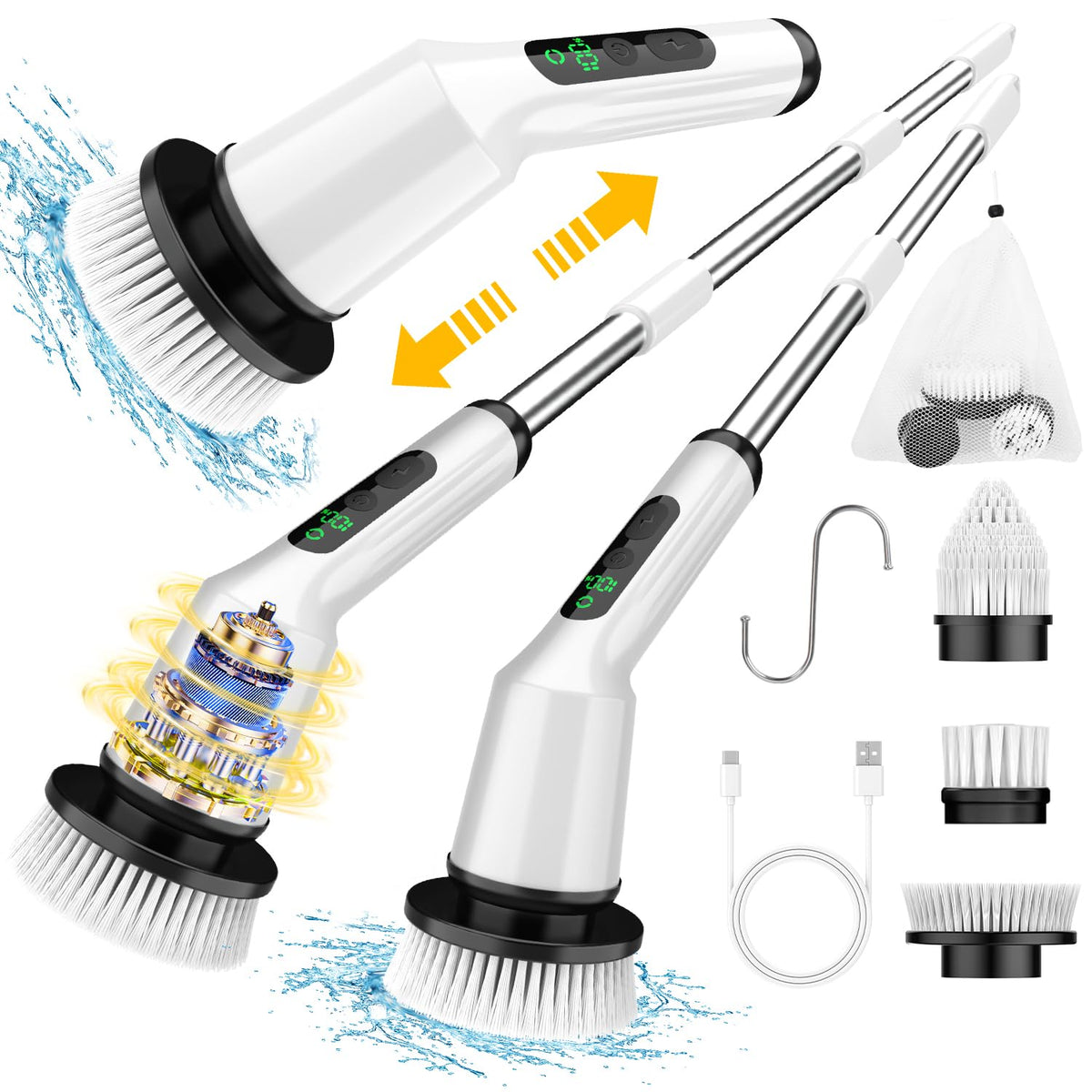 CTMAST brosse douche avec manche long, nettoyage en hauteur sans effort