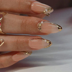 CTTHNBD application rapide ongles amande dorés pour look instantané