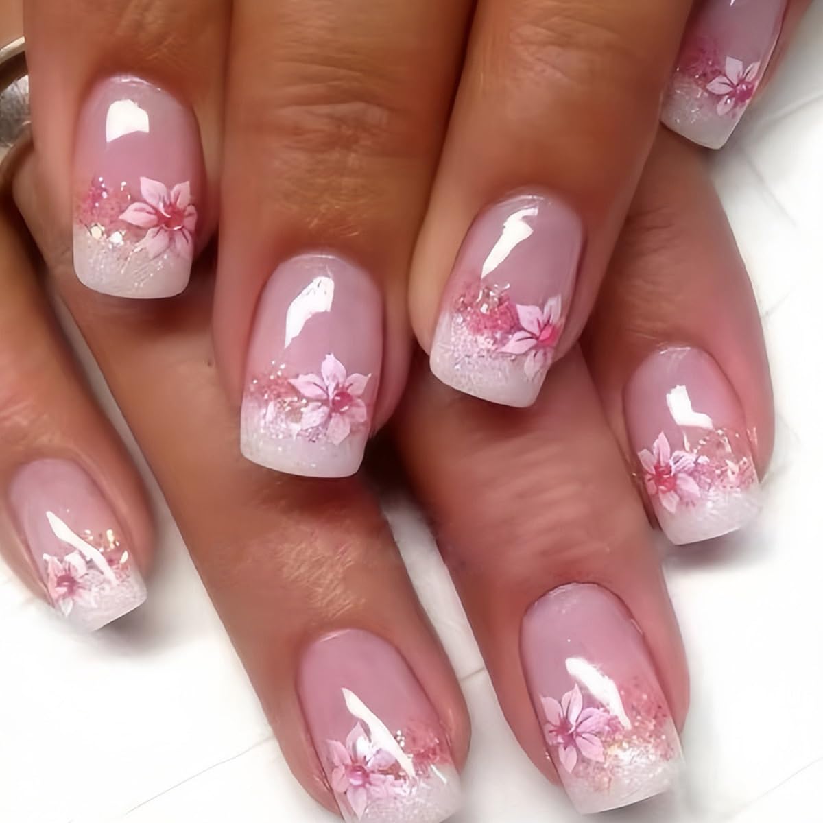 CTTHNBD ensemble 144 pieces ongles carres, divers styles pour retouches rapides.