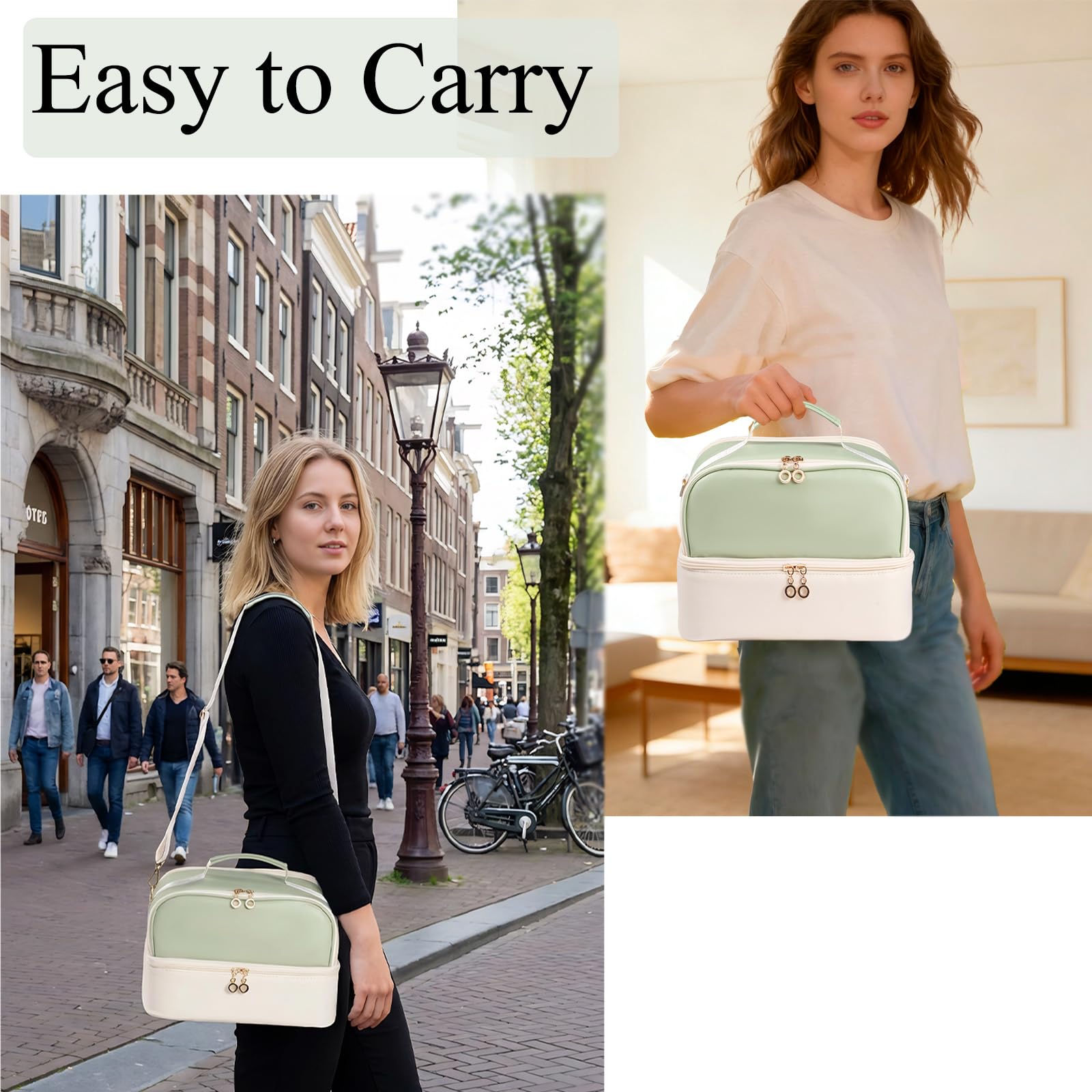 CTWWFS Design deux tons vert et beige, élégant et pratique pour le rangement.