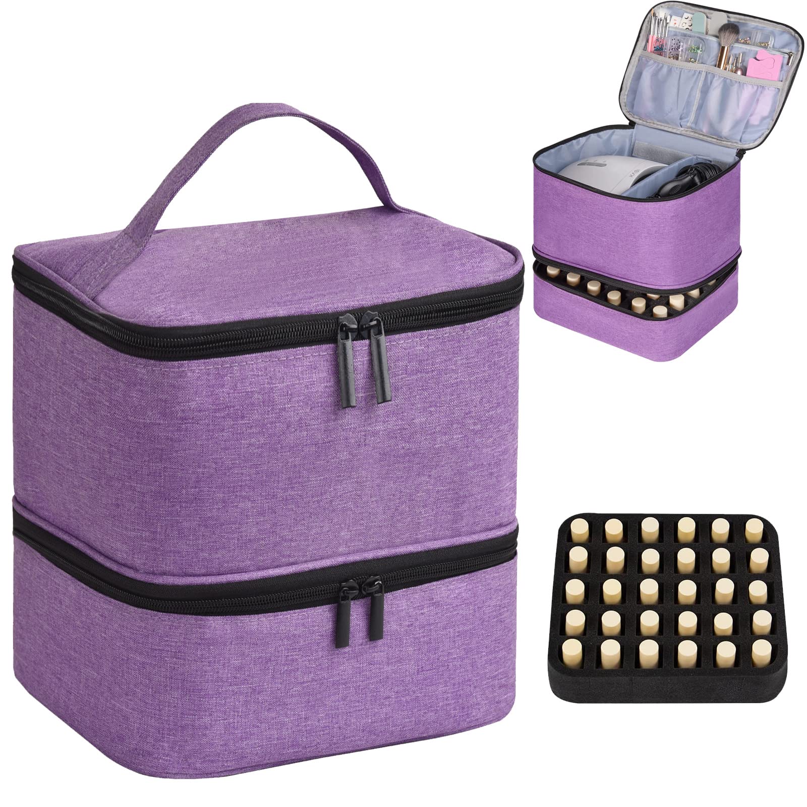 CTWWFS Organisateur vernis 30 bouteilles et lampe, rangement pratique en déplacement