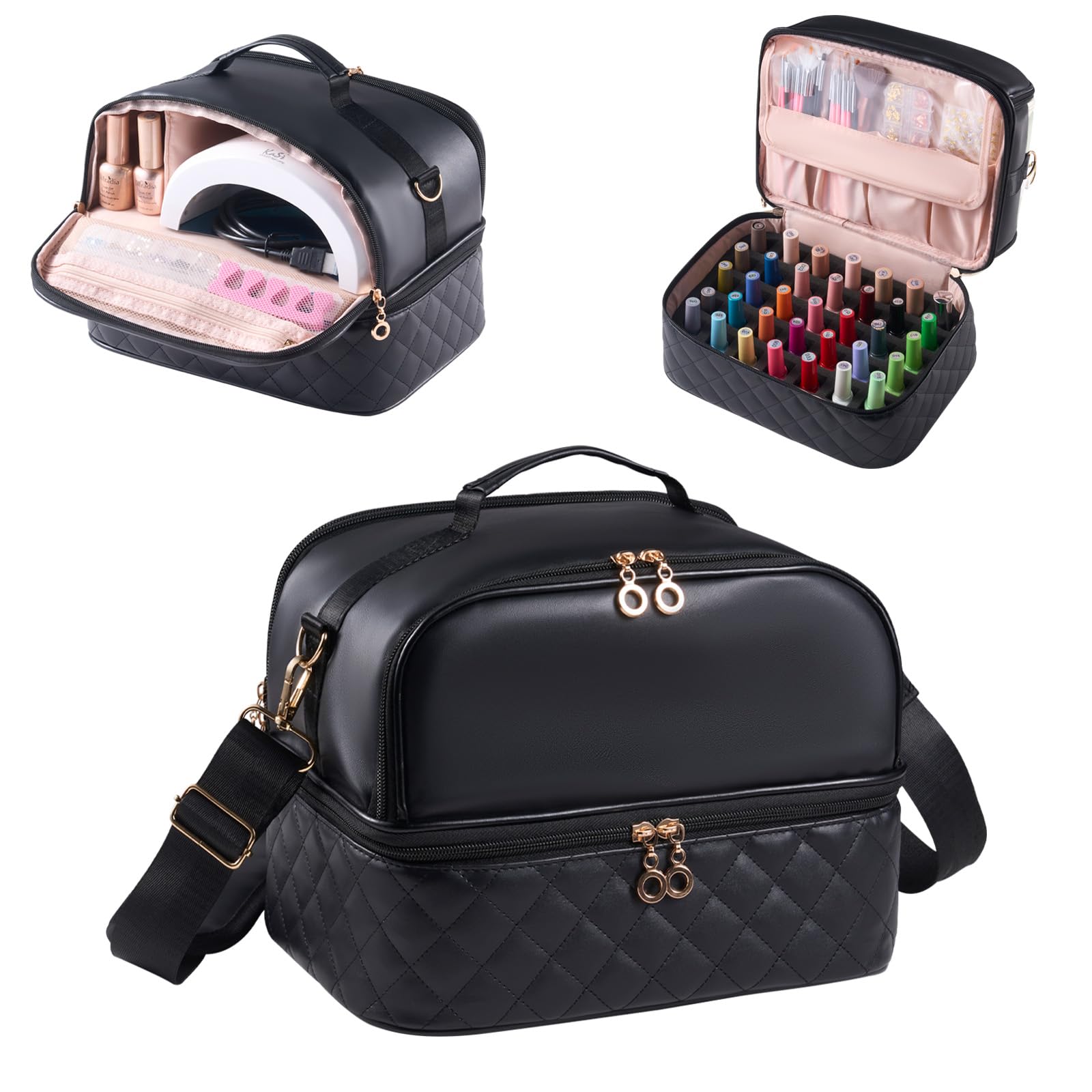 CTWWFS Organisateur Vernis double couche et lampe, idéal pour transporter les bouteilles en sécurité.