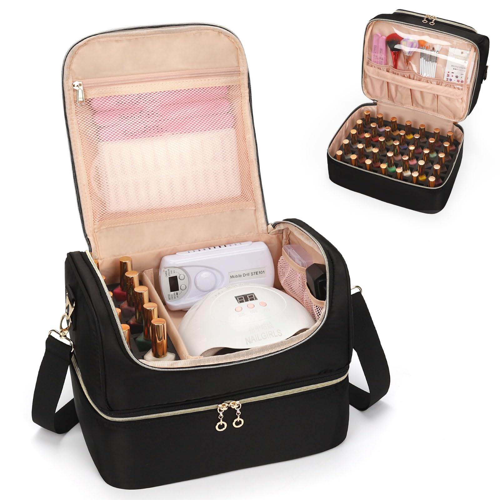 CUBETASTIC Organisateur vernis portable montrant sa grande capacité pour le voyage