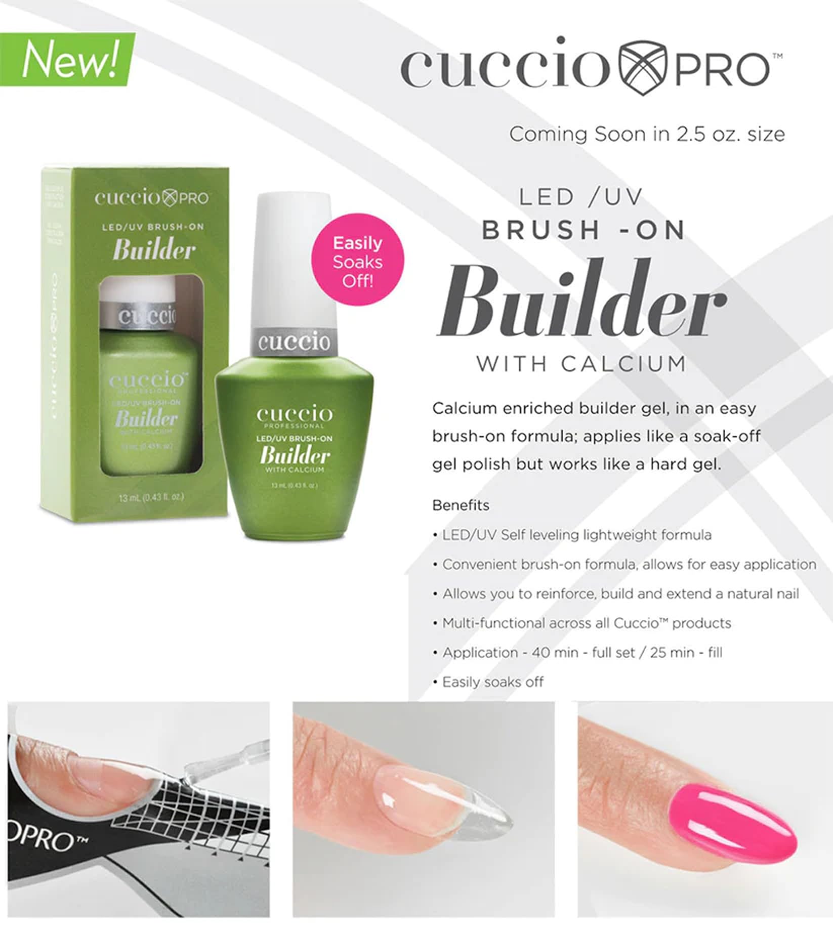 Cuccio gel de construction calcium renforçant les ongles naturels.
