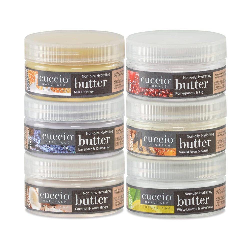 Cuccio Naturale Beurre-Blends parfum grenade et figue pour une hydratation durable.