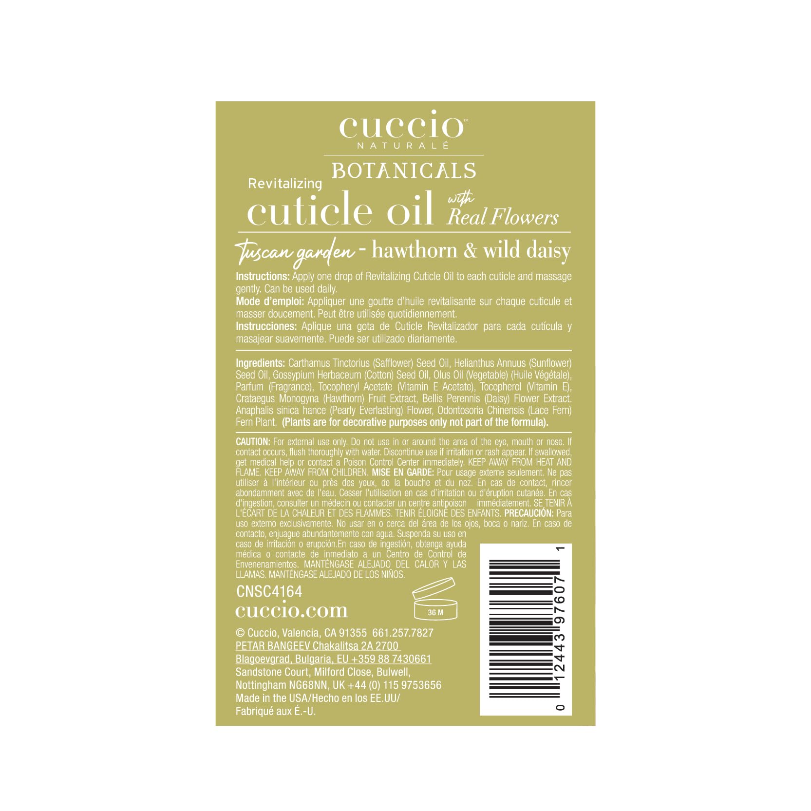 Cuccio Naturale Jardin Toscan: fleurs réelles d'aubépine et pâquerette pour hydratation luxueuse