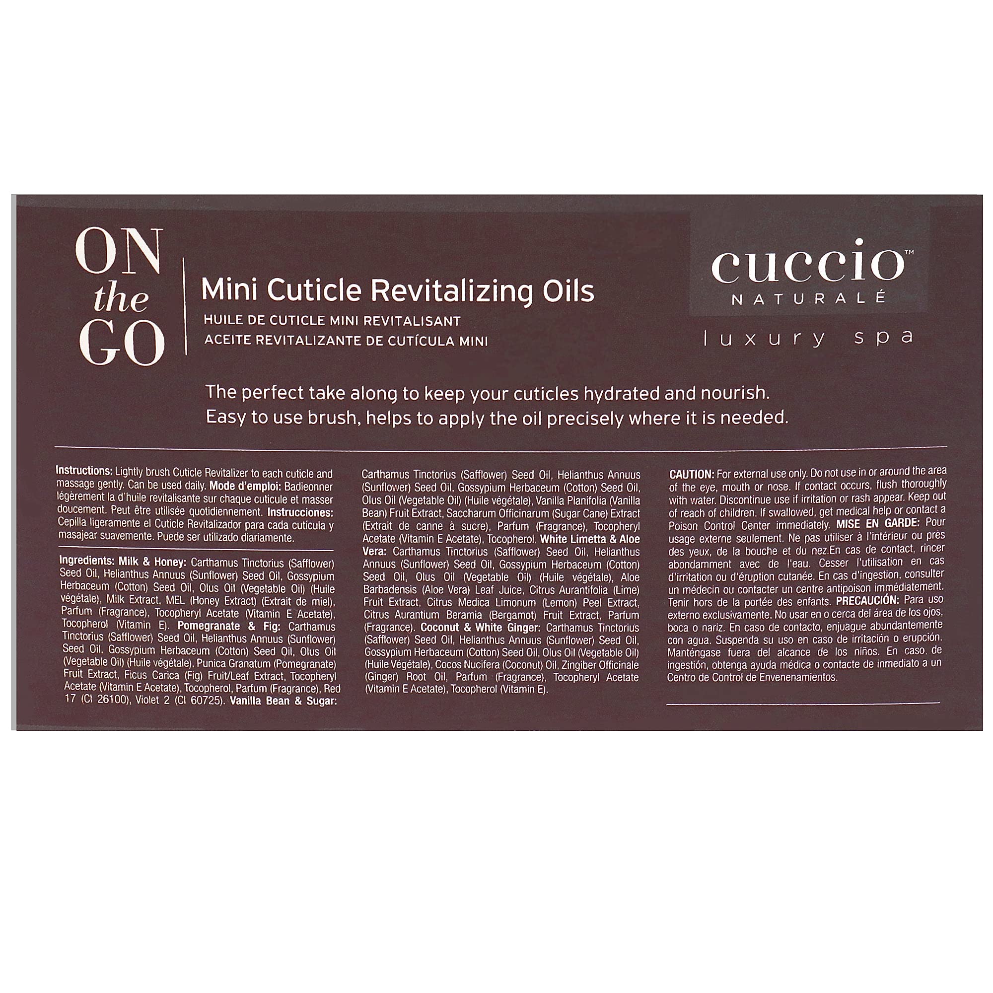 Cuccio Naturale Mini Huiles Cuticule – flacon vanille et sucre, parfum spa à domicile.
