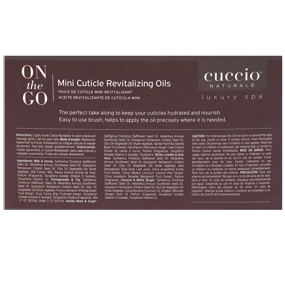 Cuccio Naturale Mini Huiles Cuticule – flacon vanille et sucre, parfum spa à domicile.
