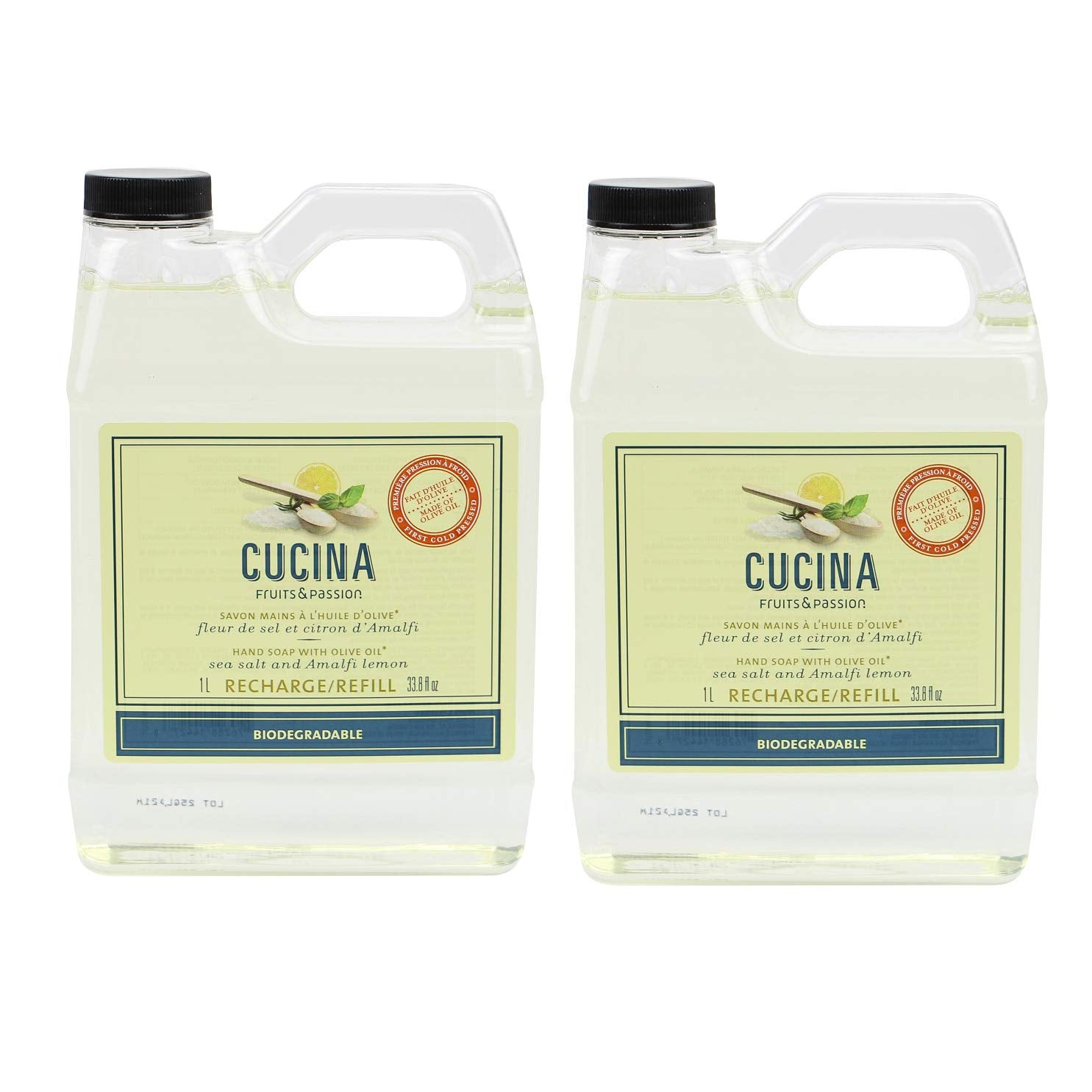 Savon pour les mains Cucina Fruits & Passion, recharge citron Amalfi, hydratation douce.