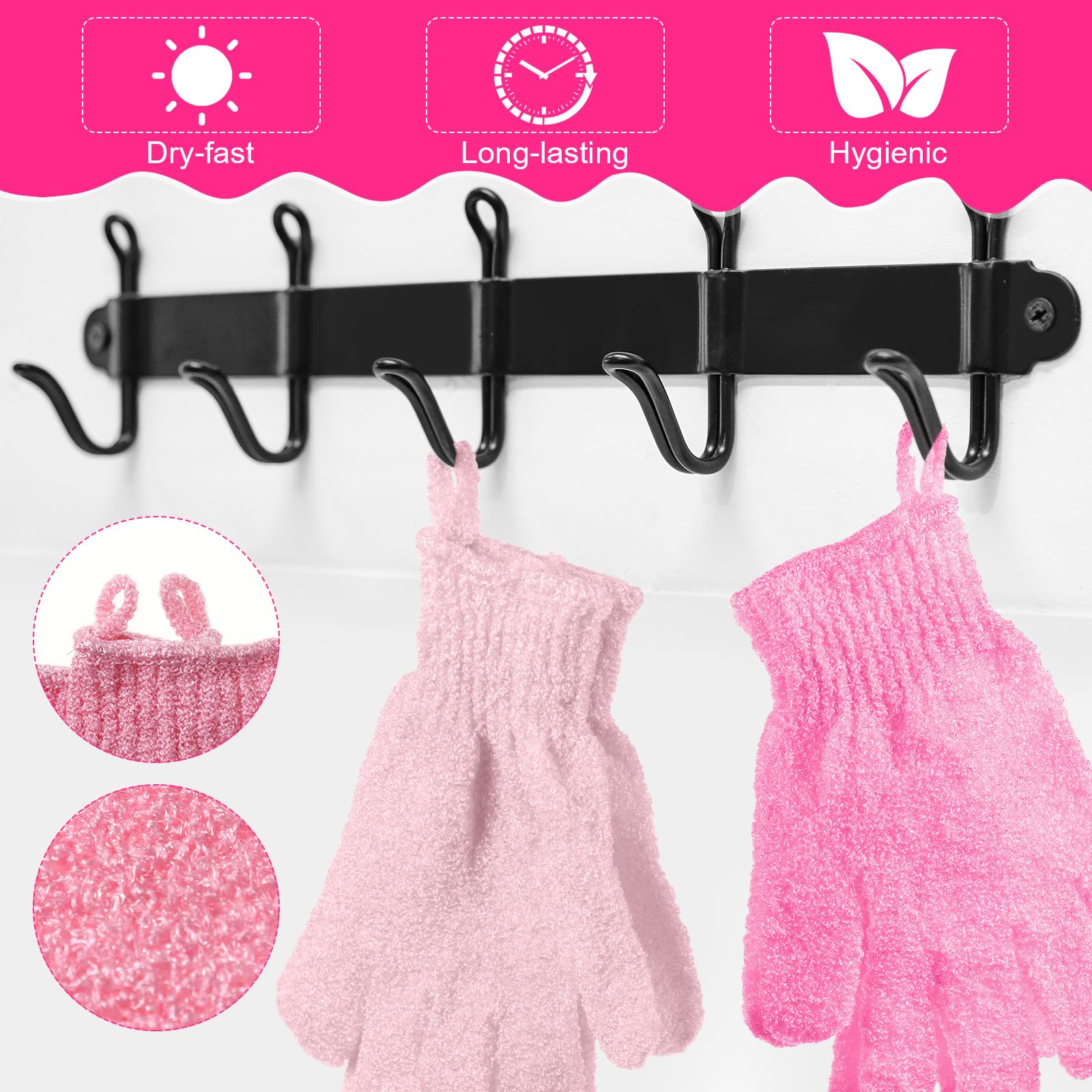 Rangement pratique des gants Cuffbow rose grâce à la boucle suspendue